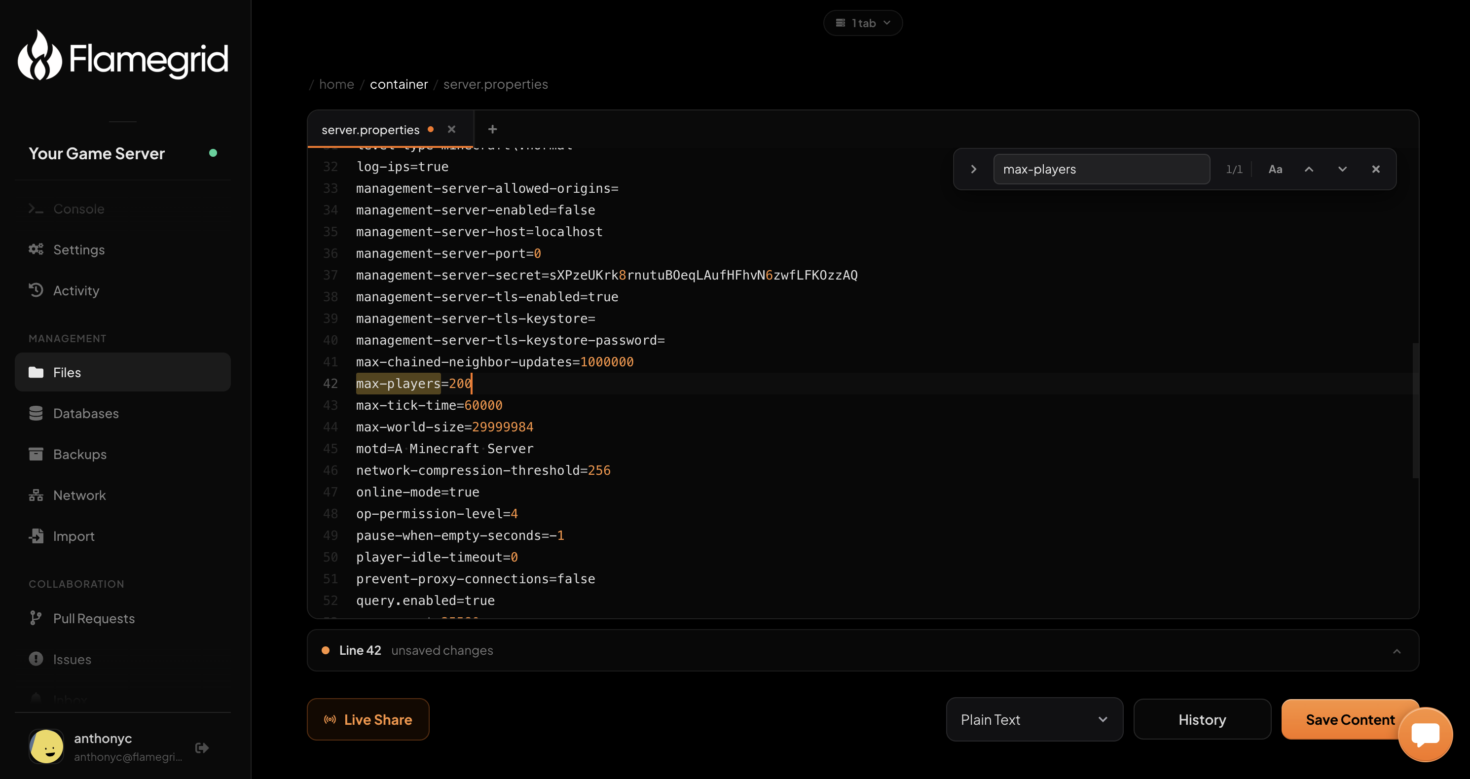 Monaco-powered file editor with tabs and Live Share
